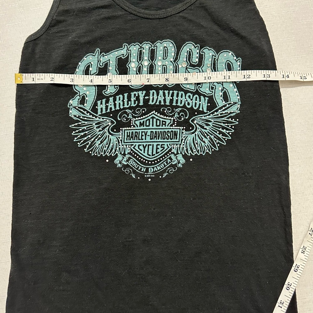 Harley Davidson Sturgis Rhinestone Tank Top Black Racerback Small - Picture 8 of 12